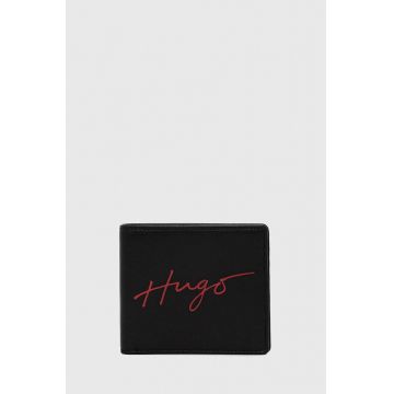HUGO portofel de piele barbati, culoarea negru