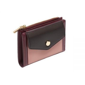 Portmoneu Bordo Multicolor cu Capsa