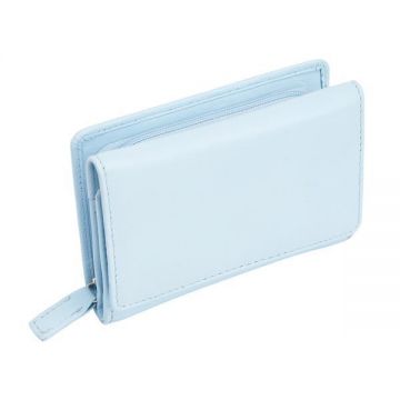 Portmoneu cu Clapeta din Piele Uni Bleu