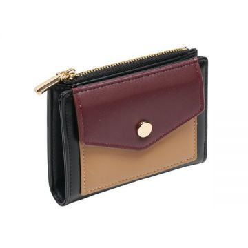 Portmoneu Negru Multicolor cu Capsa