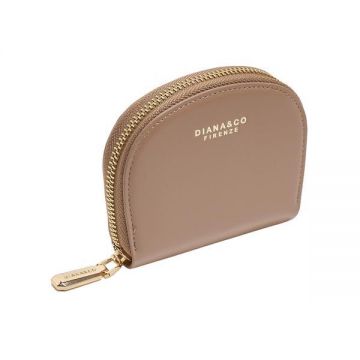 Portmoneu Oval Bej cu Compartiment Pentru Monede