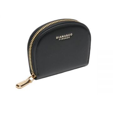 Portmoneu Oval Negru cu Compartiment Pentru Monede