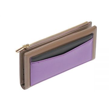 Portofel Bej Multicolor Cu Buzunar Exterior