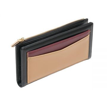 Portofel Negru Multicolor cu Buzunar Exterior
