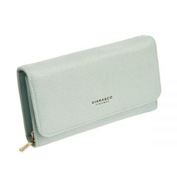 Portofel RoyalVelvet Verde-Menta cu Clapeta si Aspect de Catifea