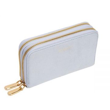 Portofel UniVelvet Bleu Dublu cu Aspect de Catifea