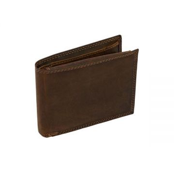 Portofel Slim Maro-Inchis Cu Aspect Vintage