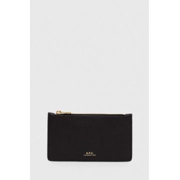 A.P.C. portofel de piele porte-cartes willow femei, culoarea negru, PXAWV.F63276