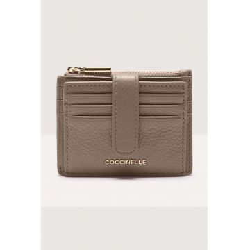 Portcart de piele cu logo metalic