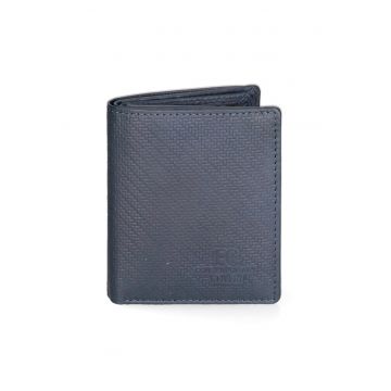 Portofel pliabil de piele - Albastru inchis