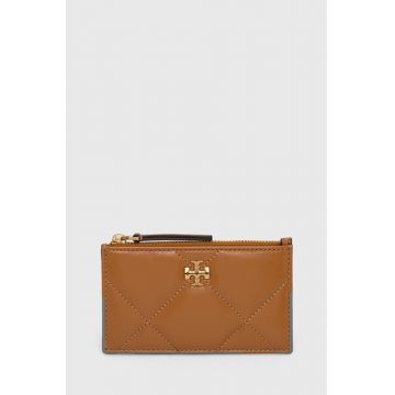 Tory Burch portofel de piele Kira Diamond Quilt femei, culoarea bej, 158629.201