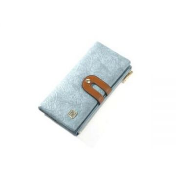 Portofel dama, mediu, piele ecologica , Taomicmic, cu capsa si fermoar, bleu