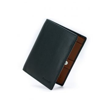 Portofel modern slim vertical barbati -  protectie RFID - piele naturala premium