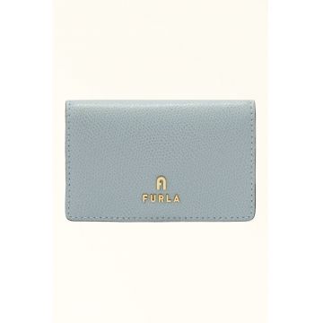Portcart din piele cu logo metalic Camelia