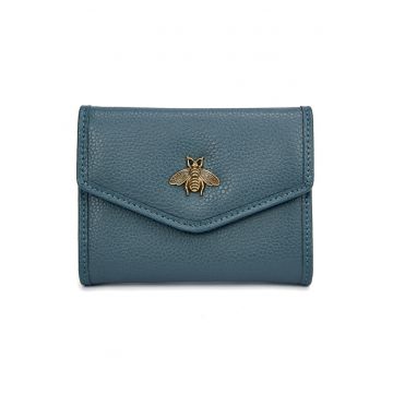 Portofel de piele cu aplicatie metalica Ami - Verde persan