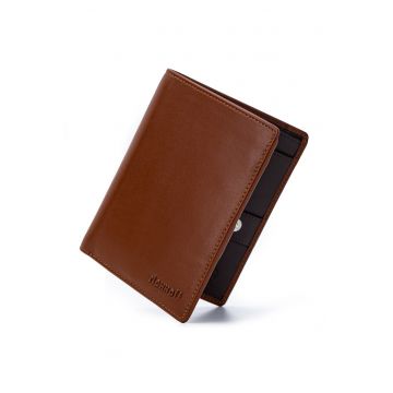 Portofel modern slim vertical barbati -  protectie RFID - piele naturala premium