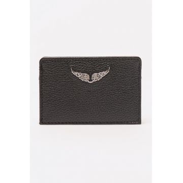 Portcart de piele cu logo metalic