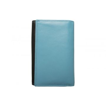 Portofel dama, Rhea PT1398, piele naturala, Negru/Turcoaz Portofel dama, Rhea PT1398, piele naturala, Negru/Turcoaz