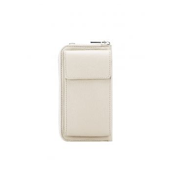 Portofel si port telefon din piele naturala 8971 07 Crem 12817