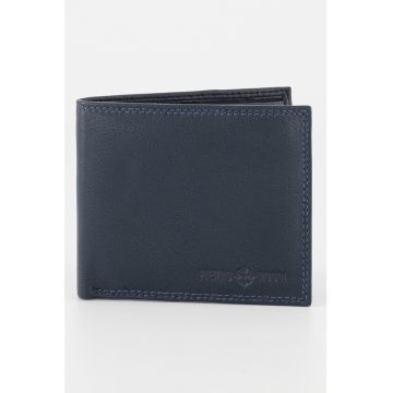 Portofel pliabil de piele - Bleumarin