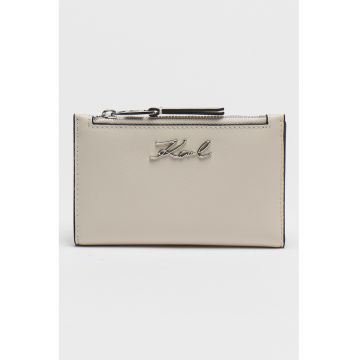 Portcart din piele cu logo Signature