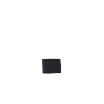 Portofel de piele cu capsa - Negru