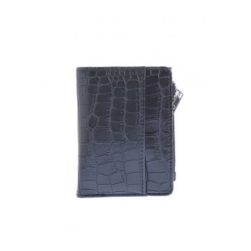 Portofel negru cu aspect piele de sarpe