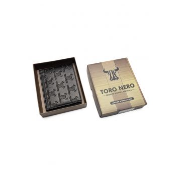 Portofel slim piele barbati -  Double Line Wallet - negru imprimeu