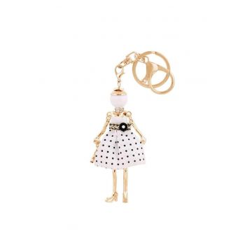 Breloc auriu - papusa alba cu buline - Gerdy C5 -