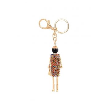Breloc auriu - papusa cu pietre multicolore - Gerda C5 -