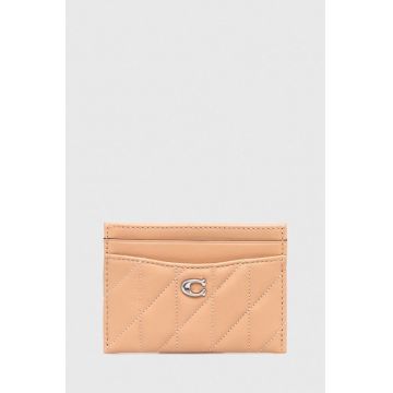 Coach carcasa din piele Essential Card Case culoarea bej