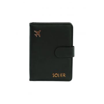 Organizator documente de calatorie  SW40 - piele ecologica - negru - 14 - 5x11 cm