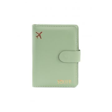 Organizator documente de calatorie  SW40 - piele ecologica - verde - 14 - 5x11 cm