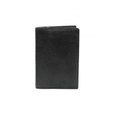 Portcard din piele naturala  SW41 - 7 compartimente - negru - 9 - 5x14 cm
