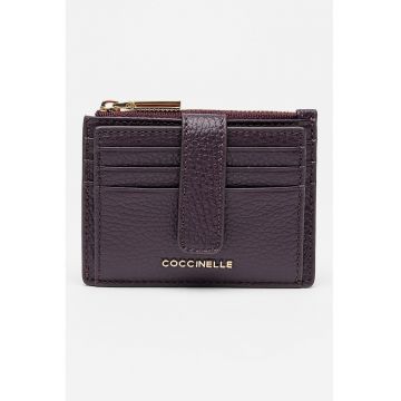 Portcart de piele cu logo metalic