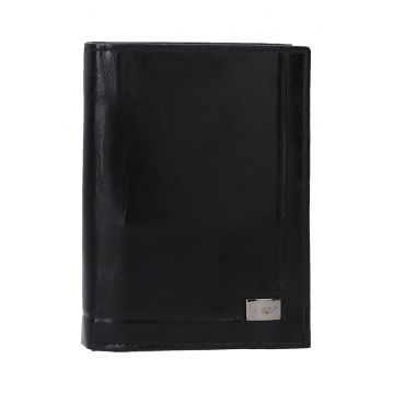 Portofel barbati -  piele naturala - negru - 9.5x13x2.5cm