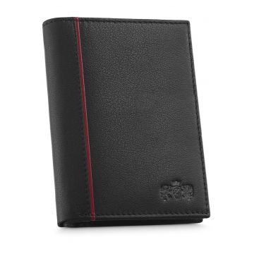 Portofel barbati - ® - ZG-N4-F16 - Fabriano - Piele naturala - 9.3x12.7x3 cm - Negru