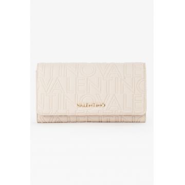 Portofel de piele ecologica cu clapa si model monograma
