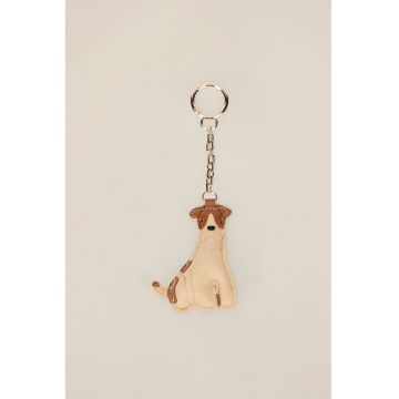 Breloc cu talisman in forma de caine - Bej