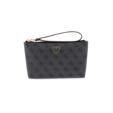 Etui cu fermoar si monograma - Gri inchis