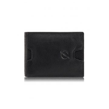 Portofel barbati piele - Husa pentru carduri - Brodrene - G-11 MN - rfid - Negru