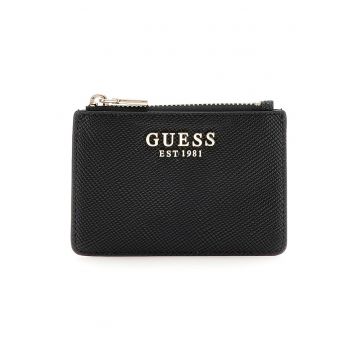 Portofel cu fermoar si detaliu logo - Negru