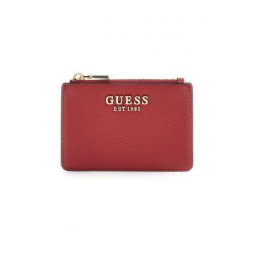 Portofel cu fermoar si detaliu logo - Rosu vermillion