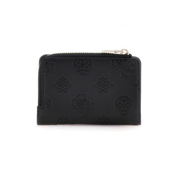 Portofel cu model monograma in relief - Negru