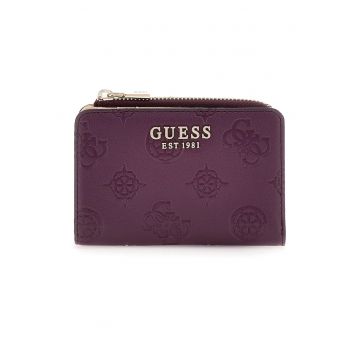 Portofel cu model monograma in relief - Violet