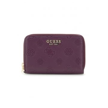 Portofel cu model monograma si doua compartimente cu fermoar