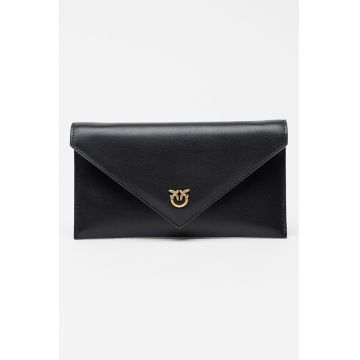 Portofel de piele cu clapa si bareta-lant detasabila Portofel de piele cu clapa si bareta-lant detasabila