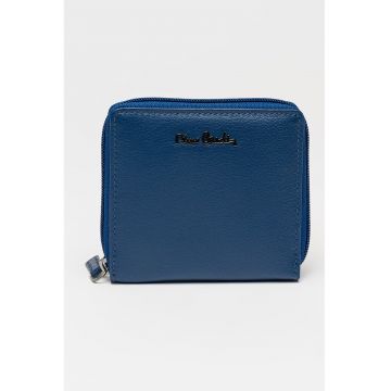 Portofel de piele cu fermoar - Bleumarin