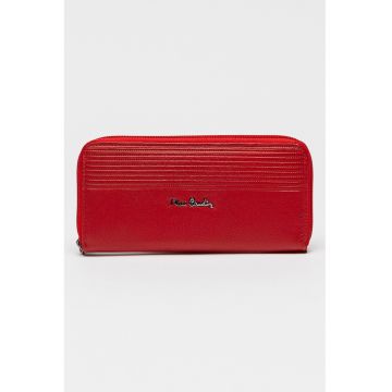 Portofel de piele cu fermoar - Rosu