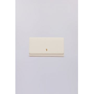 Portofel de piele cu logo - Alb murdar